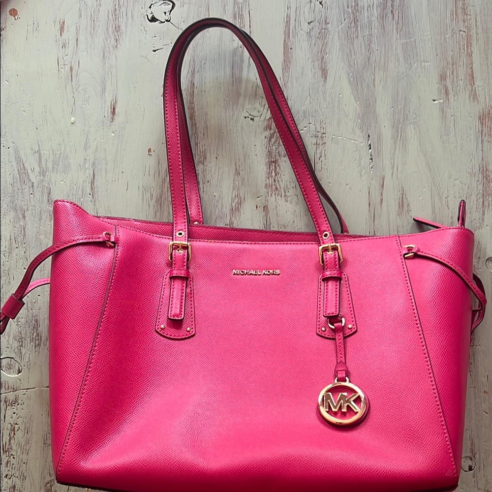 Michael Kors Pink Tote Bag with Glossy Finish